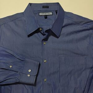 Tommy Hilfiger Ithaca Men's Button Up Dress Shirt XL 17 - 1/2‎ XL Striped